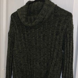 Olive green large collar sweater